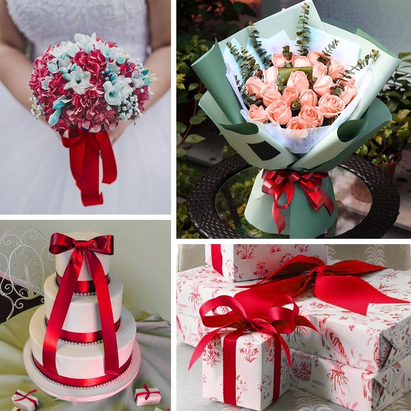 ADVcer 4 inch Wide Red Satin Ribbon Roll - 24.1 Yard Long Bulk for Christmas Holiday Decor, Wedding Birthday Ceremony, Car Bows, Gift Wrapping, Ribbons Cutting, Chair Sashes, Indoor Outdoor Embellish - Image 4